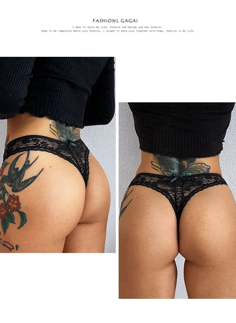 Lace G String Thin Sexy Girls Panties Seamless Women Briefs Thong Hollow Out Underwear Transparent Female Low Waist Lingerie