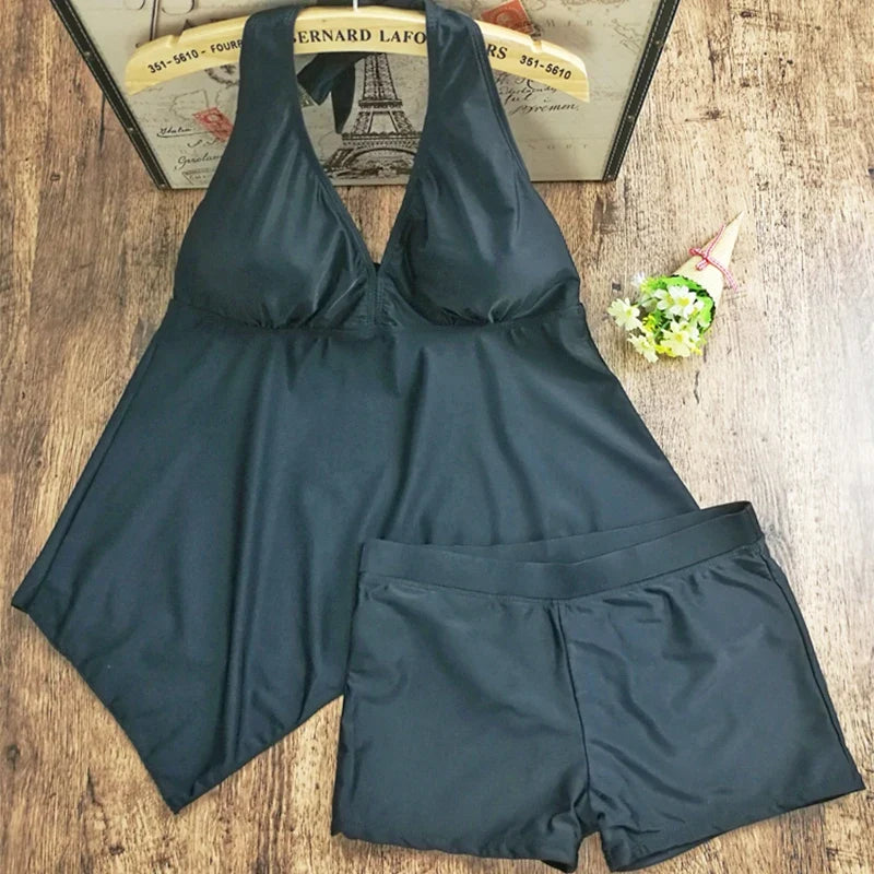 DEKA Deep V Neck Tankini Set Sports Plus Size Bikini Large Swimsuit Female Shorts Swimwear Swimming Beach Wear Bathing Suit
