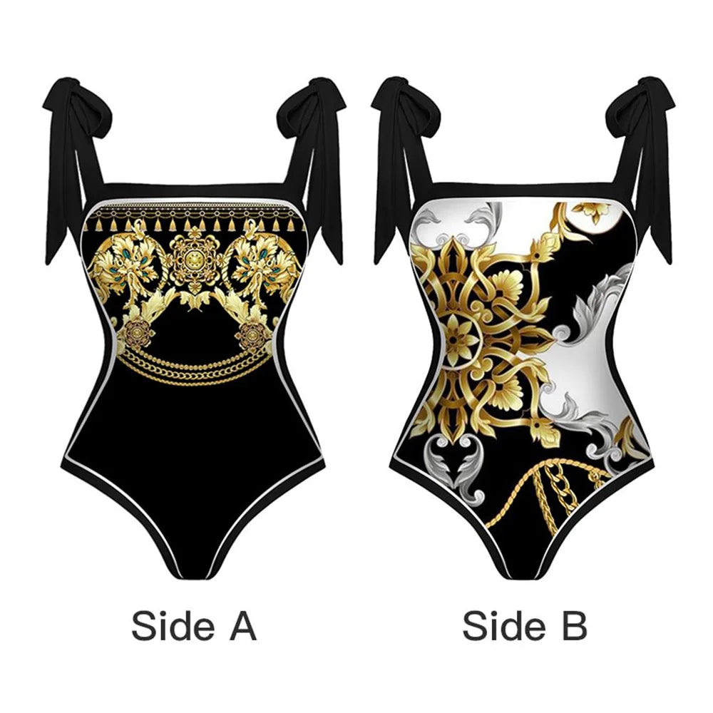 2026 High Quality Double-sided Printed Push Up Women Bikini Set Printed Strappy Bandage Swimwear Brazilian Biquini Bathing Suit