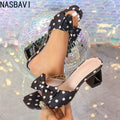 Vintage Polka Dot Bow Tie Platform Sandals with Open Toes - Women's Summer New Style. Suitable for Wearing with Dresses.5.5CM