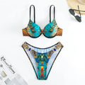 XS-XXL Sexy Peacock Leopard Print High Waist Push Up Bikini Set Two Pieces Swimsuit Beachwear Bathing Suit Swimwear Biquini