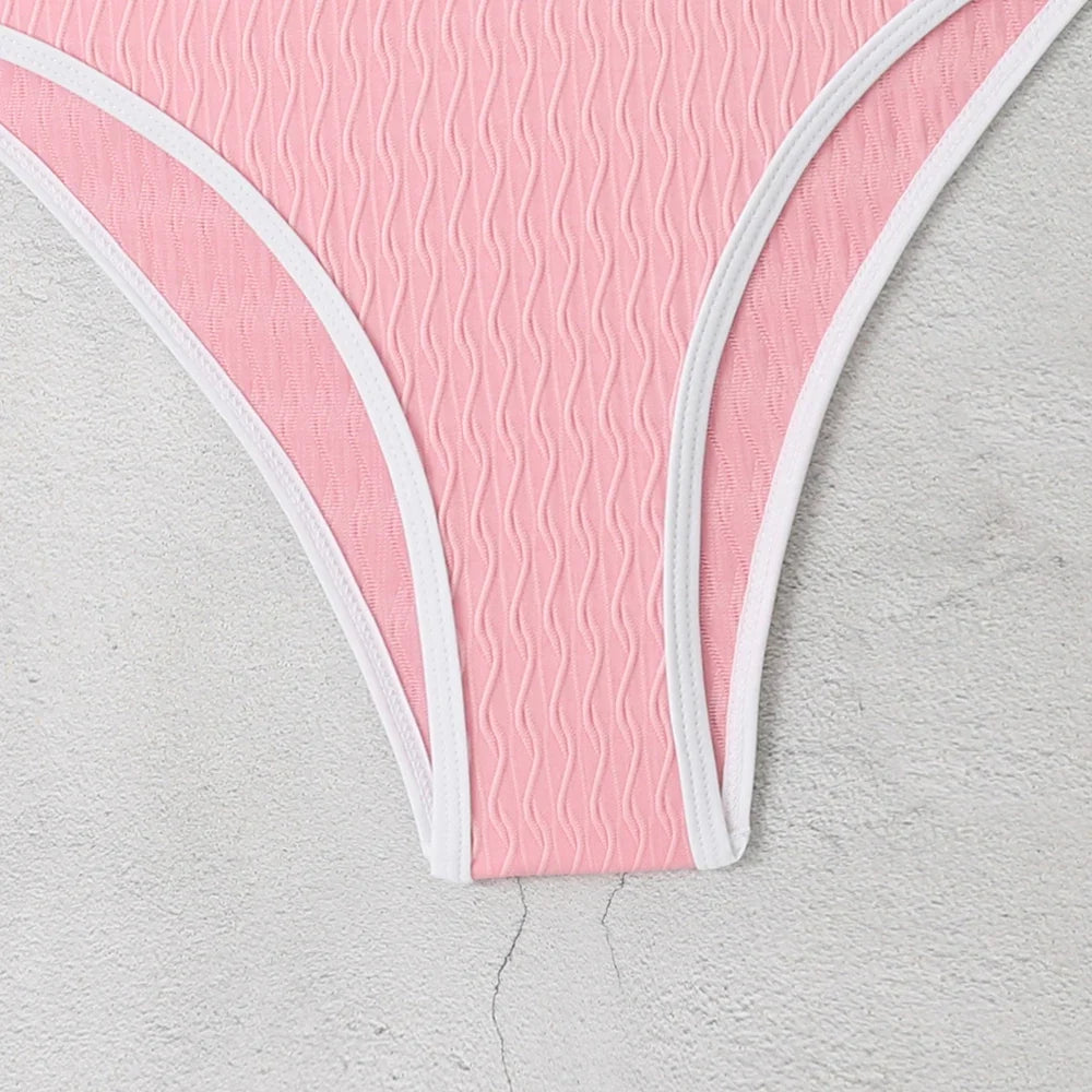 2026 One Piece Swimsuit Solid High Cut Swimwear Women Bathing Suit Female Swimming Summer Beachwear Bodysuit