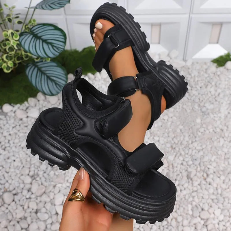 2026 Summer Women Sandals Casual Shoes Thick-Soled Hook-loop Sandalias Open Toe Beach Shoes for Women New Zapatos Mujer J687