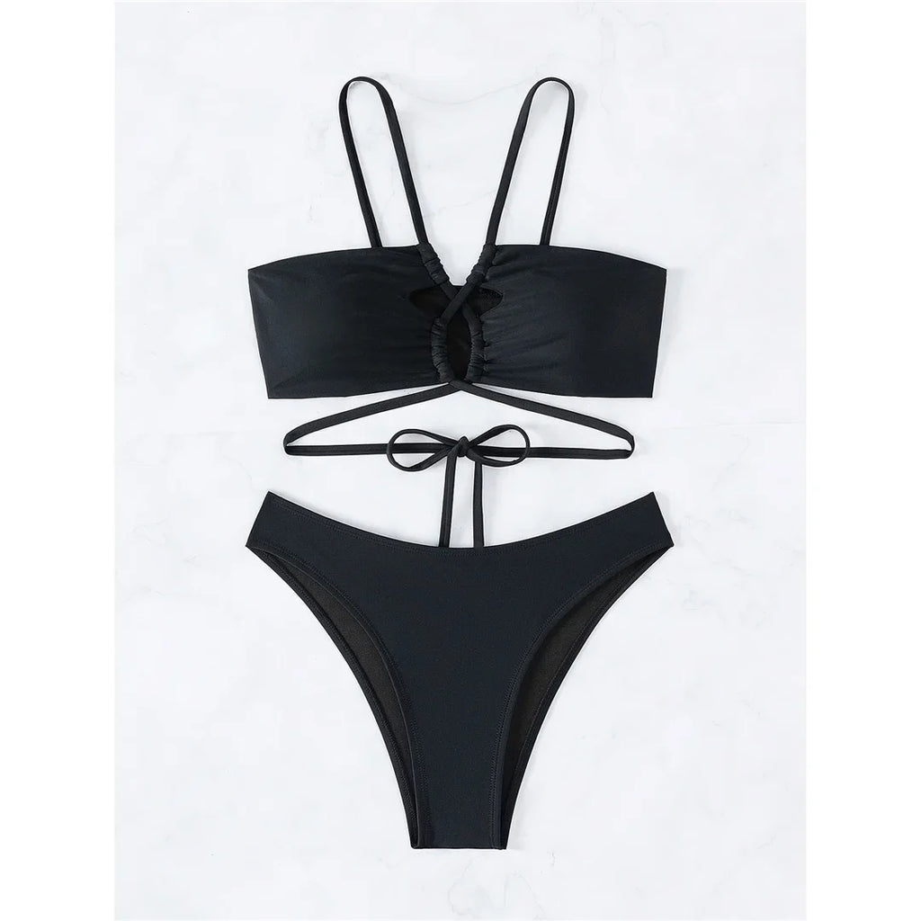 S - XL Cut Out Scrunch Butt Bikini Female Swimsuit Women Swimwear Two-pieces Bikini set Brazilian Bather Bathing Suit Swim K7300