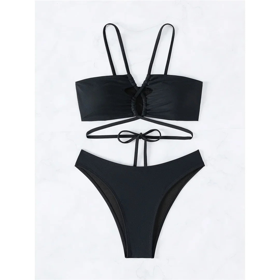 S - XL Cut Out Scrunch Butt Bikini Female Swimsuit Women Swimwear Two-pieces Bikini set Brazilian Bather Bathing Suit Swim K7300