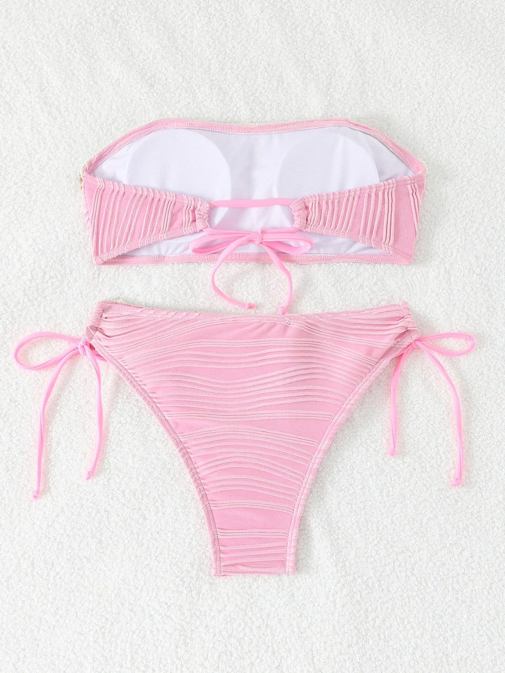 Contrast Binding Bandeau Bikinis 2026 Women Sexy Swimsuit Solid Padded Swimwear Female Bathing Suit Swimming Summer Beachwear
