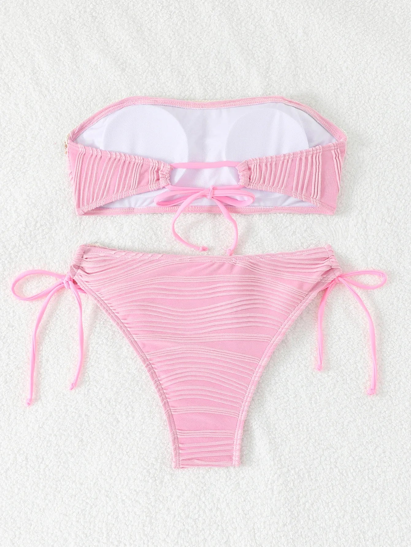Contrast Binding Bandeau Bikinis 2026 Women Sexy Swimsuit Solid Padded Swimwear Female Bathing Suit Swimming Summer Beachwear