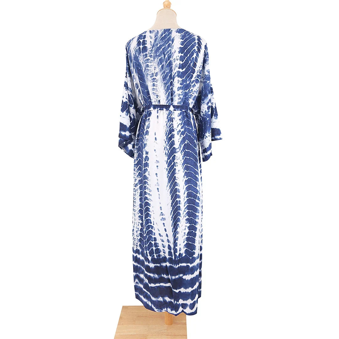 New 10 Colors Printed Long Sleeve With Belt Tunic Beach Cover Up Cover-ups Beach Dress Beach Wear Beachwear Female Women V4521