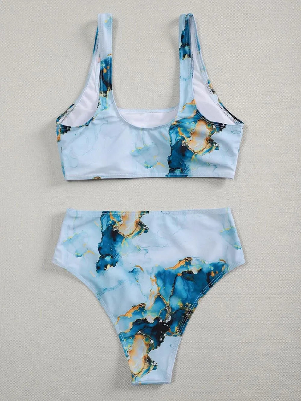 Sport Bikini Set Sexy Women Swimsuit Push Up High Waist Marble Blooming Print Swimwear Female Bathing Suit Banadores Mujer 2026