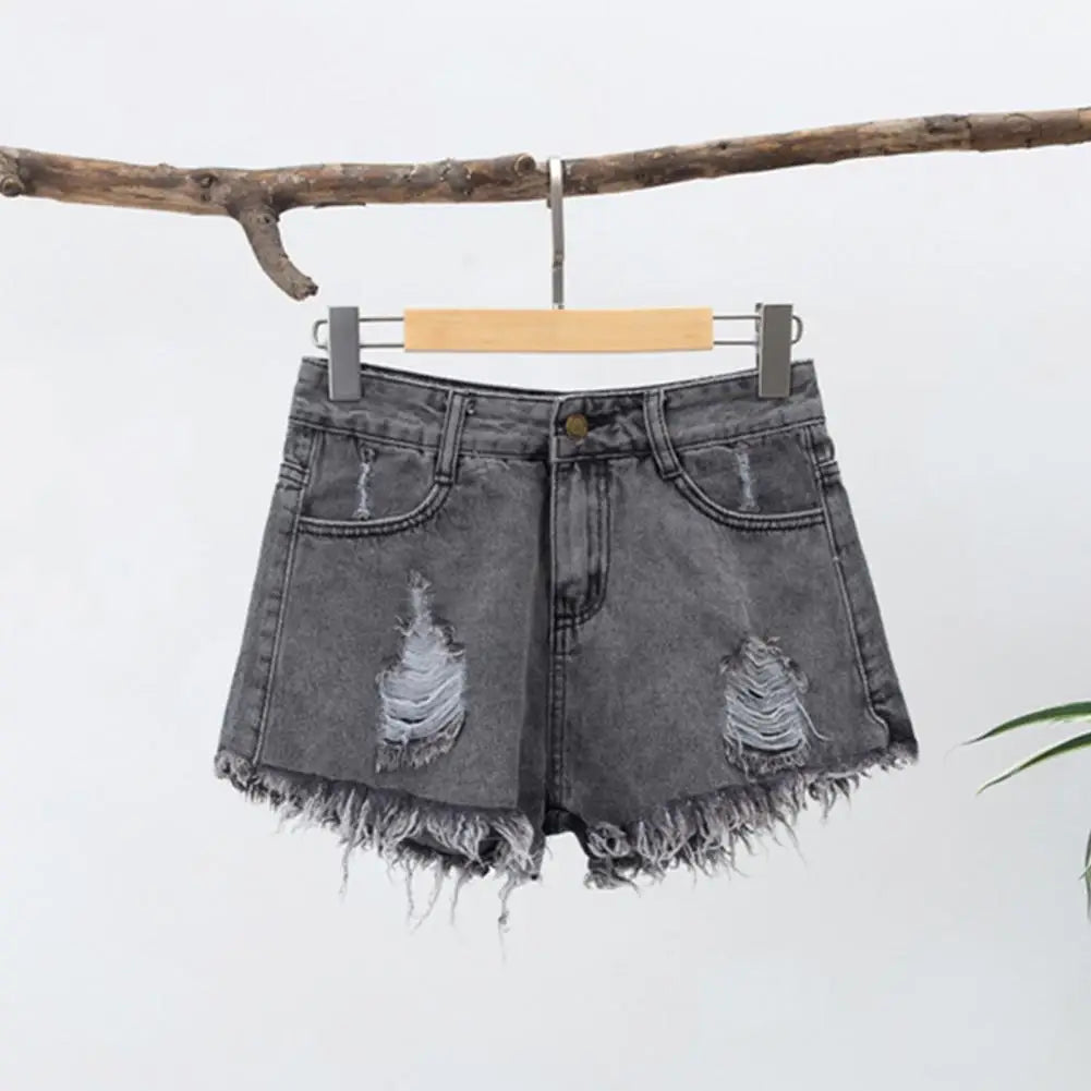 Summer Stretchy Hot Short Pants Women's High Waisted Cut Off Denim Shorts Ripped Distressed Frayed Hem Jeans Shorts