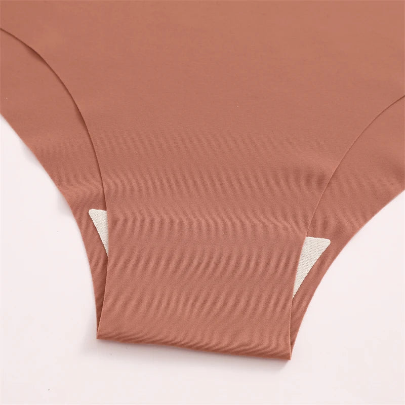 20PCS Women's Seamless Maillard Underwear Sexy V-Shaped Mid Waist Ice Silk Brief 10 Soild Color Cozy Stretch Sexy Underpant S-XL