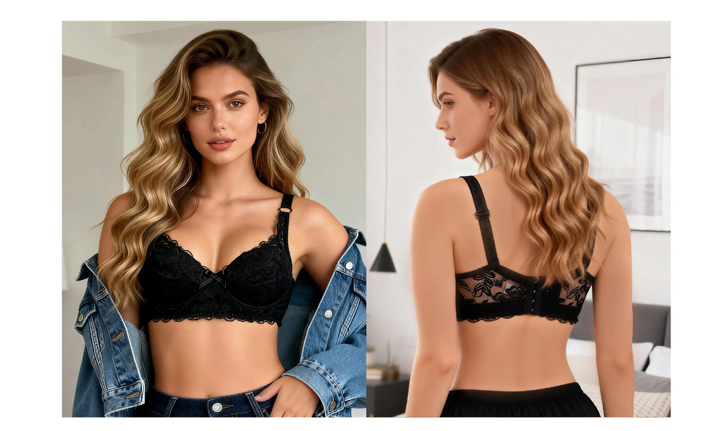 White Lace Underwire Bra for Women Plus Size Push Up Adjustable Straps 4 Hook Back Closure Daily Lingerie