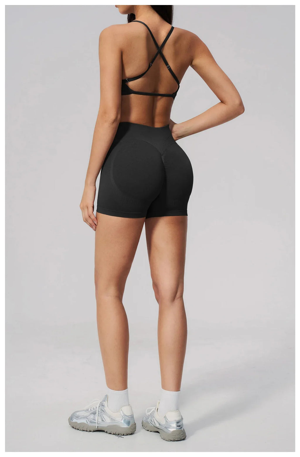 Seamless Yoga Excersize Sets Women Cross Back Sports Bra Tracksuit Workout Clothes High Waist Hip Lifting Shorts Fitness Suits
