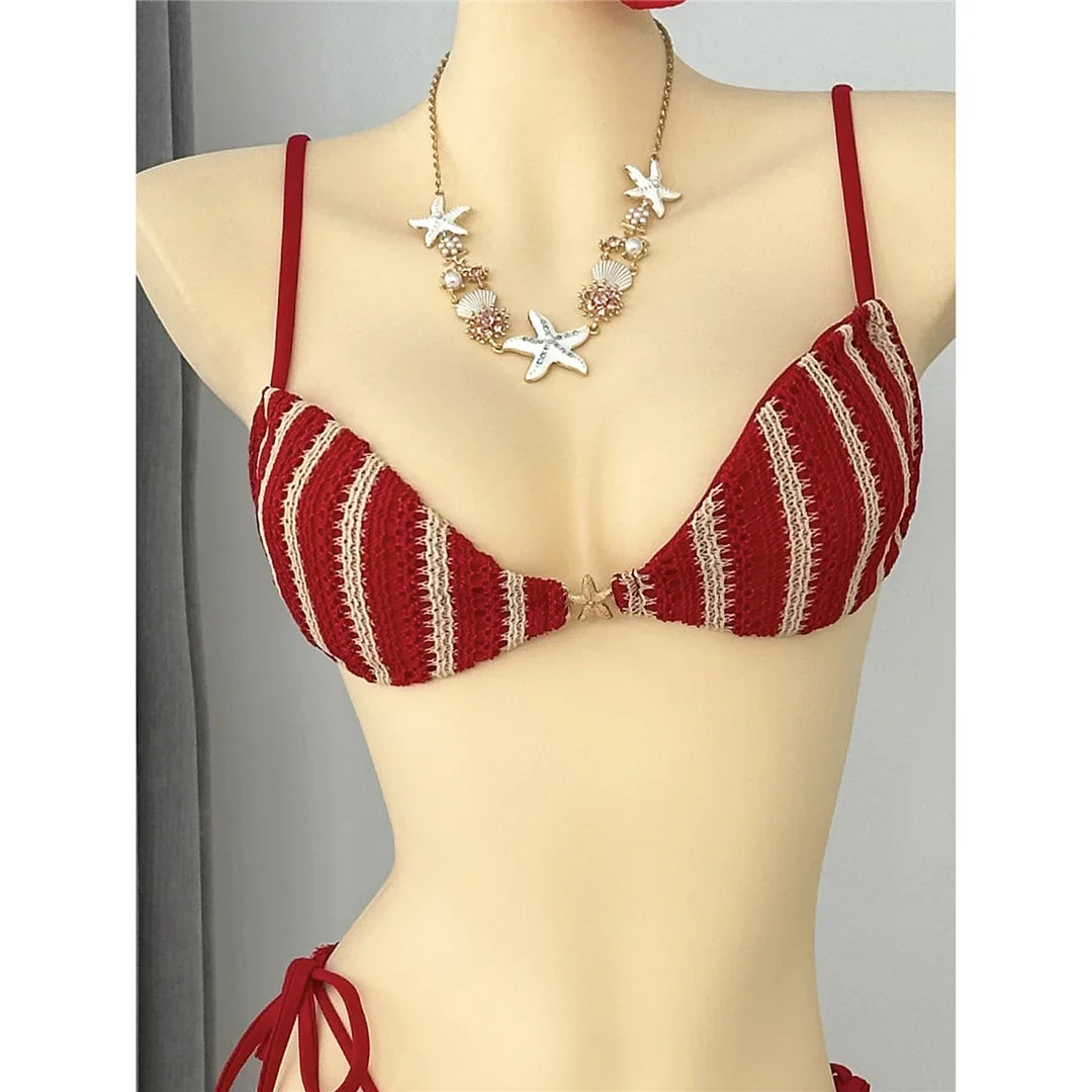 4PCS Striped With Long Sleeve Pants Bikini Female Swimsuit Women Swimwear Bather Bathing Suit Swim Four-pieces Bikini set K8072