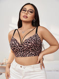 Women's Plus Size Underwear Half Cup Gathering Push Up Leopard Print Design Suitable For Plump Women 90D-110D B2833