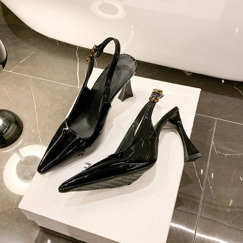 2026 Pointed Sandalias De Mujer Shallow Comfortable Patent Leather Fashion Shoes Woman French Sexy High Heels Designer Footwear