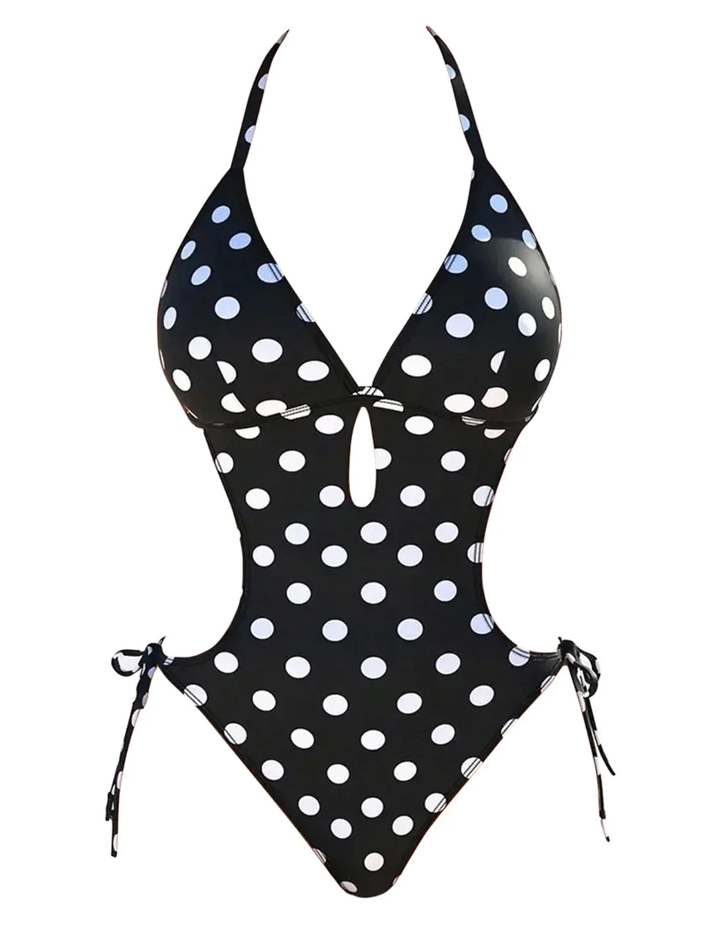 S - XL Polka Dots Halter High Leg Cut One Piece Swimsuit Women Swimwear Female Backless Monokini Bather Bathing Suit Swim V7539