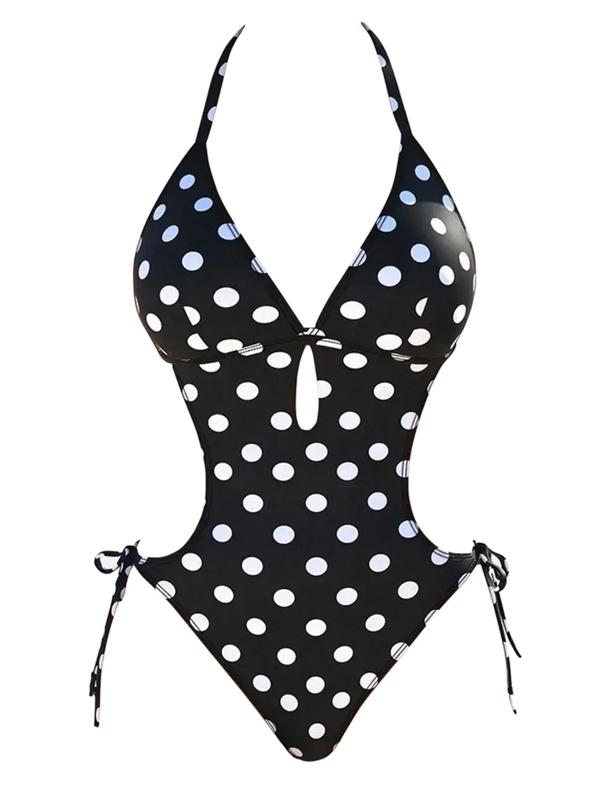 S - XL Polka Dots Halter High Leg Cut One Piece Swimsuit Women Swimwear Female Backless Monokini Bather Bathing Suit Swim V7539