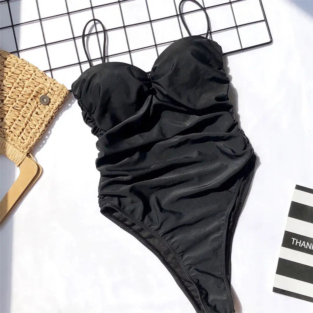 New Sexy High Cut Leopard Push Up Bra Cup One Piece Swimsuit Female Swimwear Women Bather Bandeau Bathing Suit Swim Lady V1654