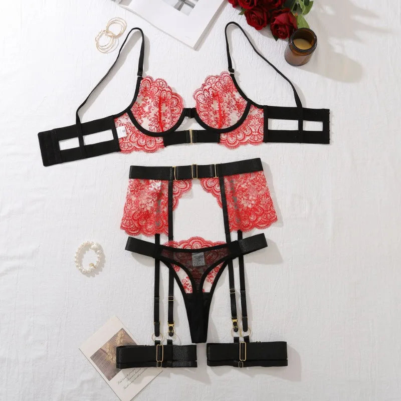Two-piece Women's Set G-string Transparent Underwear Lolita Romantic Lingeries Set Sexy Bra and Panties Sets Lingerie for Woman