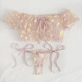 Toucheart Sexy Underwear Lace Lingerie Set For Women Off-Shoulder Small Chest Bralette+Thong Beachwear Transparent Bra Set New