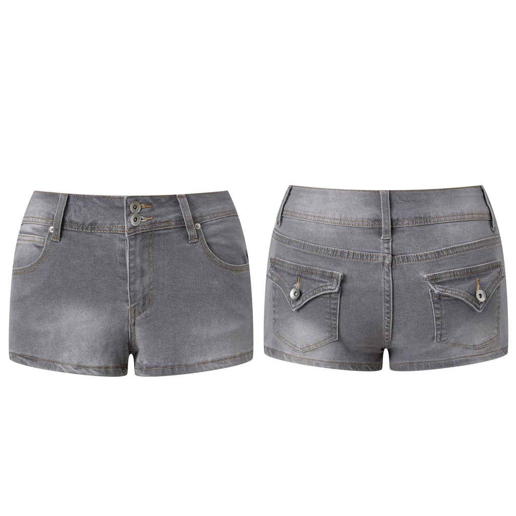 Women's Mini Jean Shorts with Pockets Low Rise Stretchy Denim Shorts Summer Sexy Casual Stylish Slim Fit Hot Short Pants