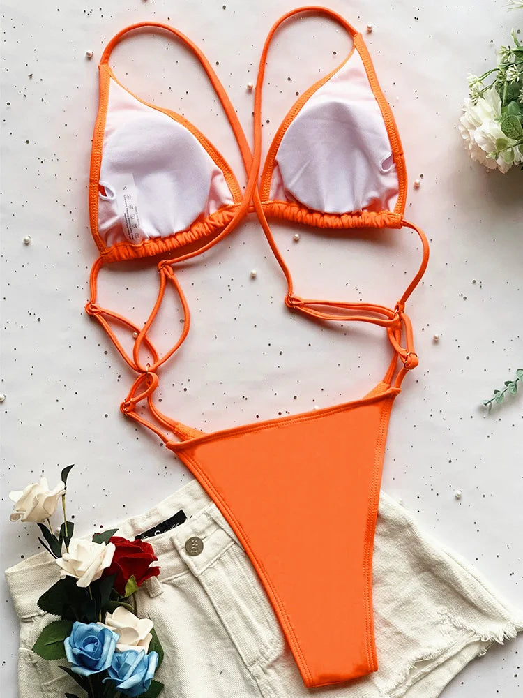 Extreme Mini One Piece Swimsuit Women G String Shiny Swimwear Female Micro Thong Monokini Bather Backless Bathing Suit Swim wear