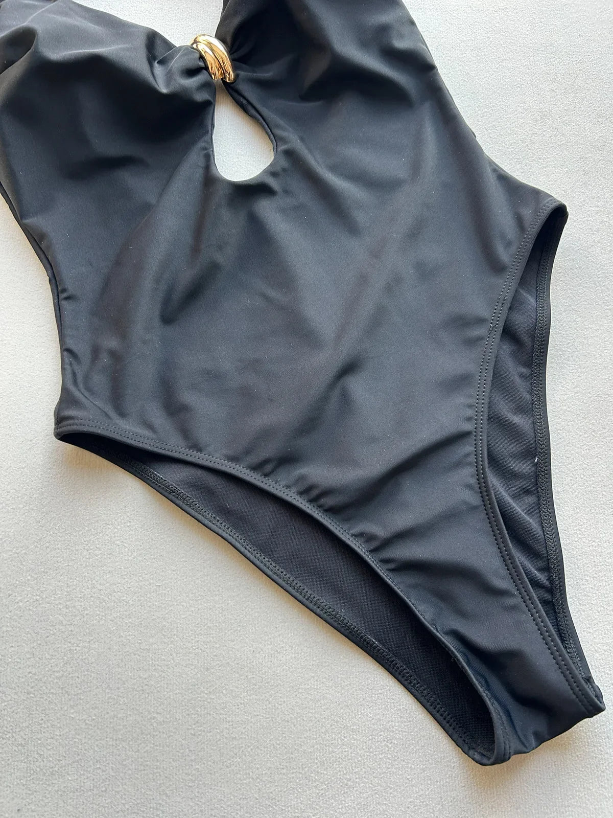 2026 New Summer Women Sexy Hollow Out One-piece Suit Swimwear Bodysuit Ring Decor Swimsuit High Waist Push Up Monokini Beachwear