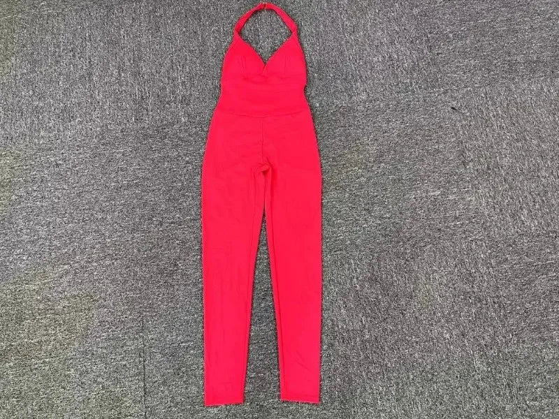 Women's Seamless Yoga Jumpsuits Sports Fitness Peach Hip-lifting Beauty Backless One-piece Pocket Tight Workout Gym Bodysuit