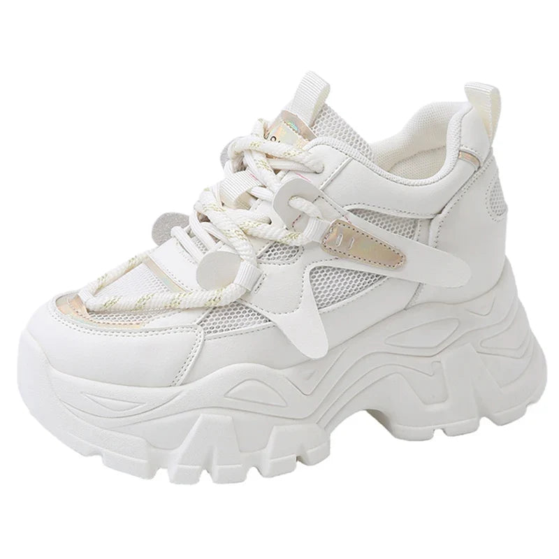 Breathable Mesh Platform Sneakers Women Spring Thick Bottom Non-Slip Casual Shoes Woman Lace-Up Chunky Sole Sports Shoes Ladies