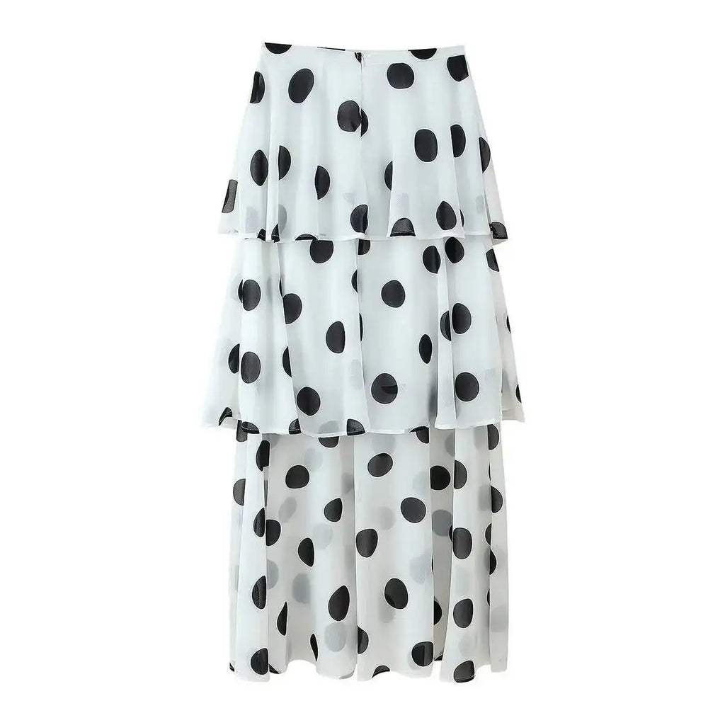 White Polka Dot Two Piece Set For Women Halter Crop Top And Tiered Maxi Skirt Elegant Summer Party Outfit Pure Desire Charm FSW7