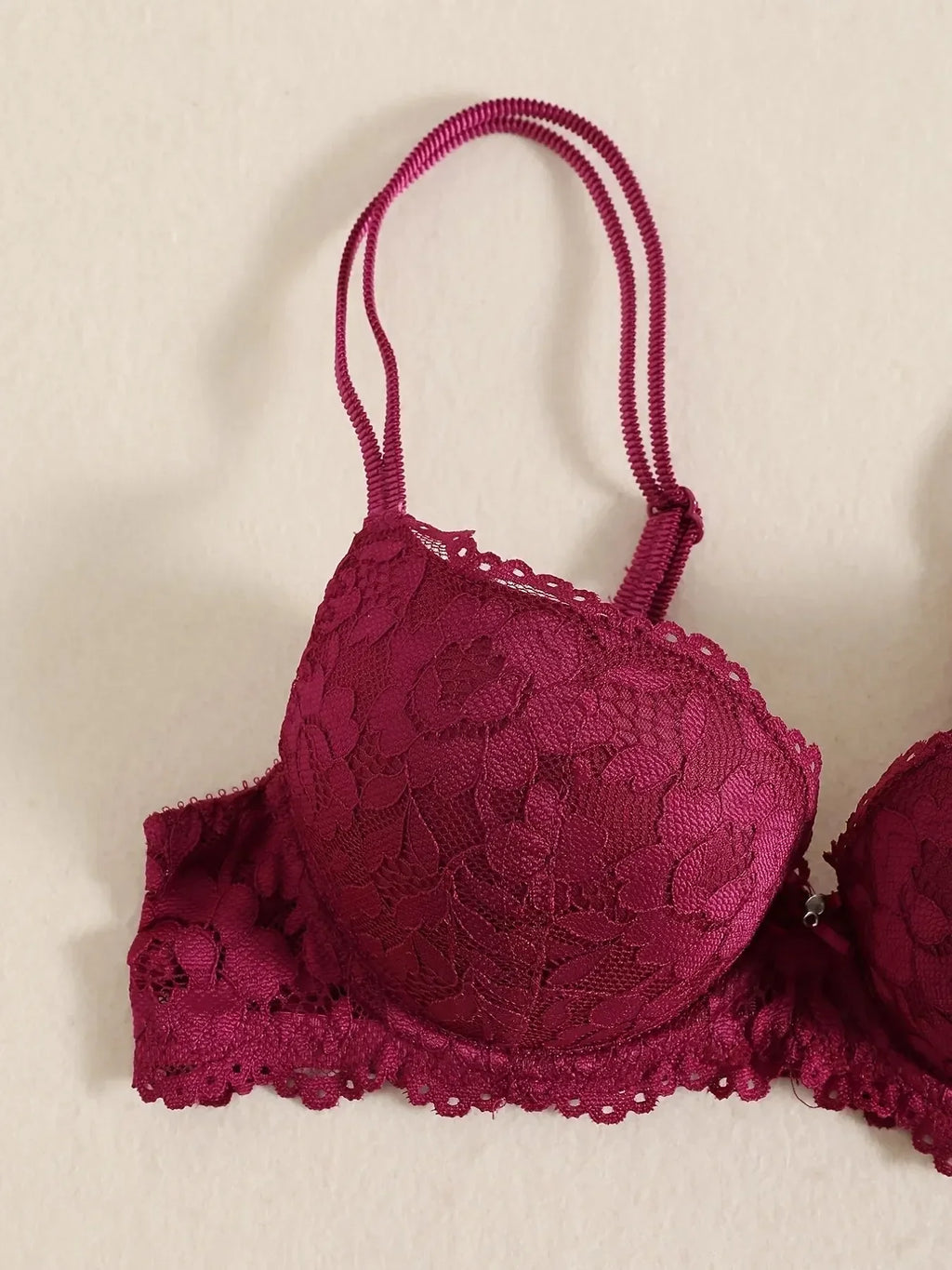 1 Set Elegant Lace Embroidery & Breathable Fabric Lingerie Set: Push-Up Bra, Drop Waist Sheer Panty - Ultimate Valentine's Day
