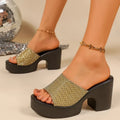 Summer Women Sandals Open-Toe Thick Platform Sandals Flip Flops Outdoor Chunky Heel Fashion Minimalist High Heels Shoes Women
