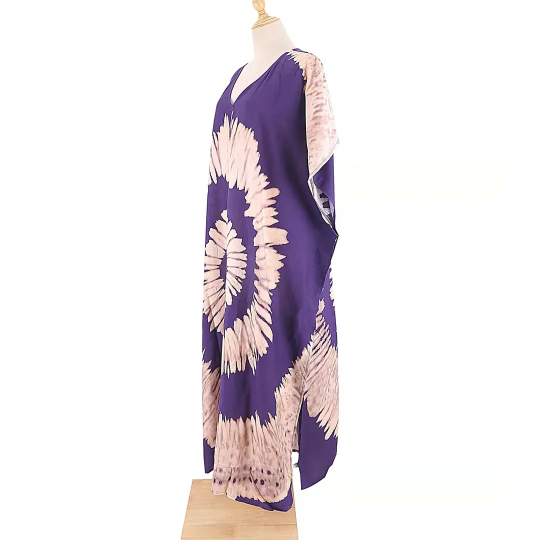 2026 New Colorful Kaftan Tunic Beach Dress Beach Wear Beachwear Beach Cover Up Cover-upsLoose Maxi Dress Female Women V4428