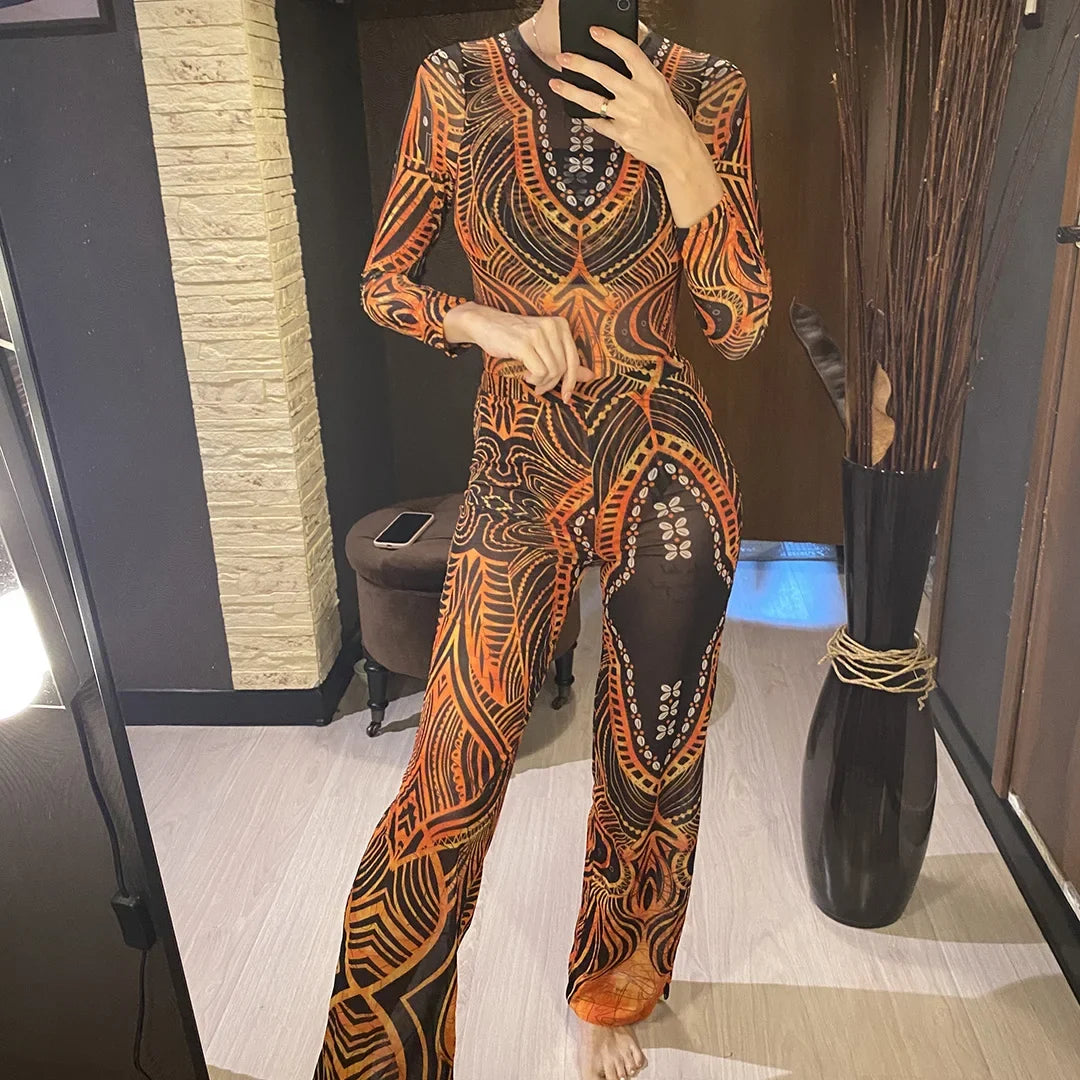 S - XXL 3PCS New Printed Long Sleeve With Pants Sarong Women Swimwear One Piece Swimsuit Female Bather Bathing Suit Swim V7180