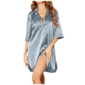 New Women's Solid Color Silky Comfortable Soft Pajamas Sexy Short Sleeve Nightshirt Smooth & Skin-Friendly Home Sleepwear Lounge