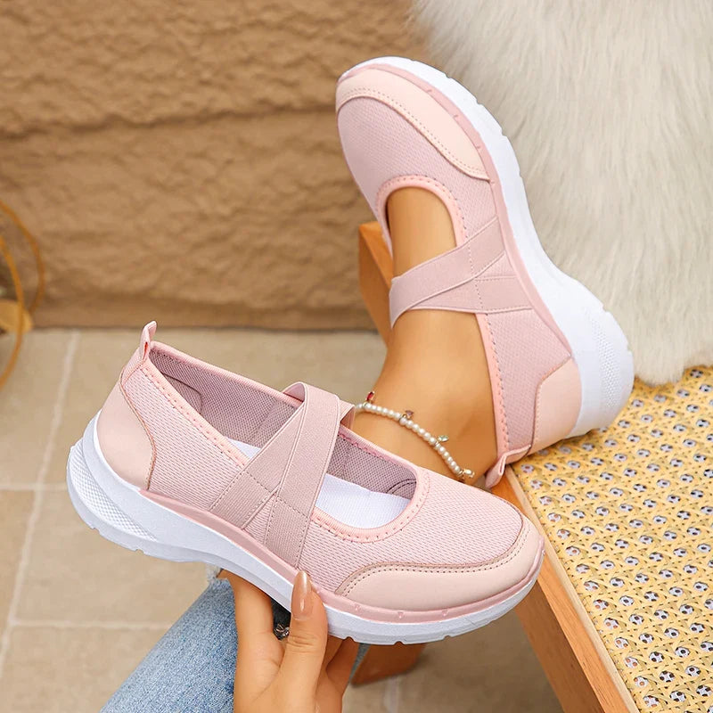Pink Slip On Breathable Flats Women 2026 Plus Size 43 Soft Sole Platform Sneakers Woman Comfortable Non Slip Casual Shoes Female