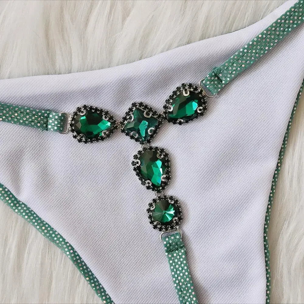 2 Colors Sexy Bikini Women Shiny Fabric Crystal Diamond G-string Swimwear Swimsuit Bikinis Set Bathing Suit Bikini Luxe Female