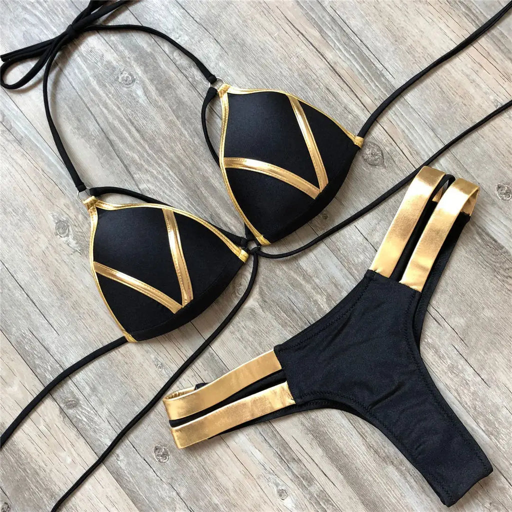 S - XL New Sexy Push Up Bikini Women Swimwear Female Swimsuit Two-Pieces Bikini Set Bra Cup Bather Bathing Suit Swim V2154