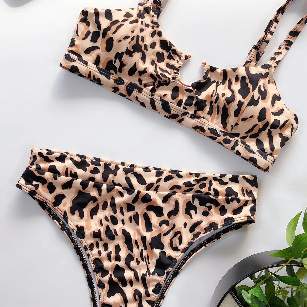 5 Colors Sexy Bikini Women High Waist Swimsuit Swimwear Female Leopard Bikinis Set Bathing Suit Push Up Biquinis Feminino 2026