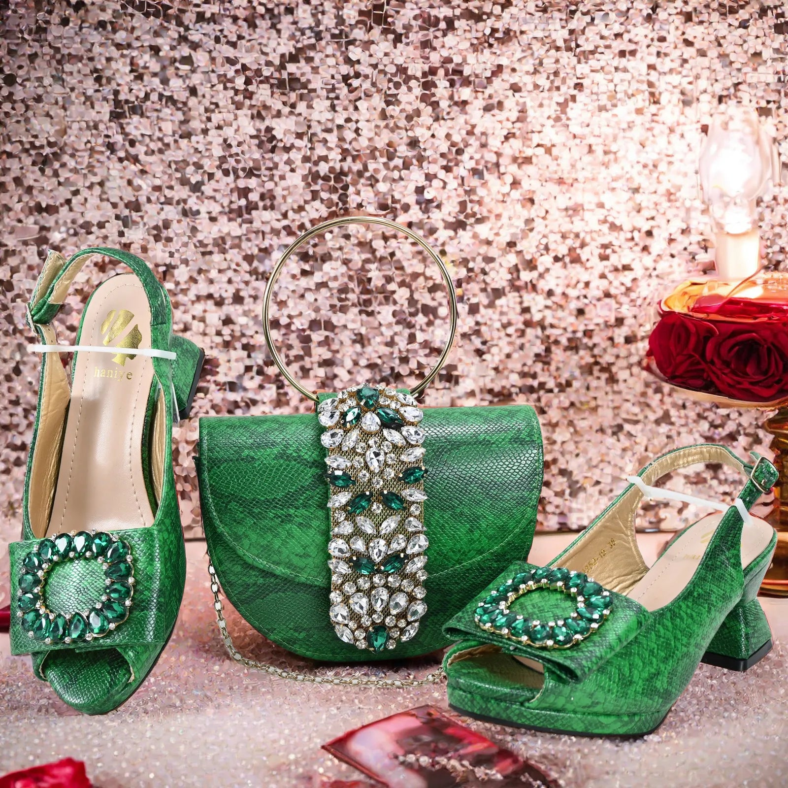 Doershow African fashion Italian Shoes And Bag Sets For Evening Party With Stones ORANGE Italian Handbags Match Bags! Hgv1-5