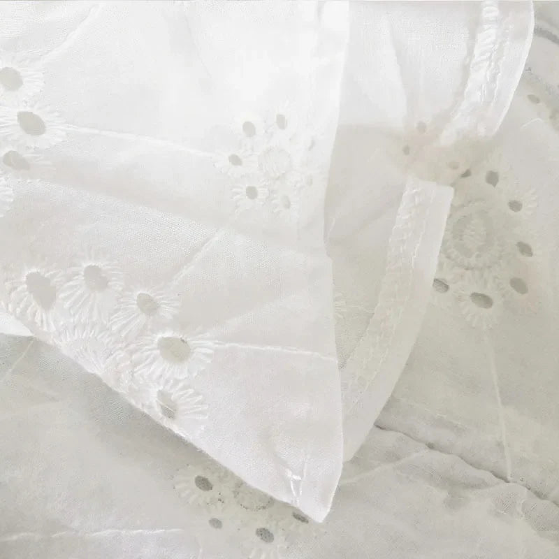 Lace up embriodery white summer dress women hollow out beach short dress puff sleeve ruffle ruched bodycon mini dress vestidos