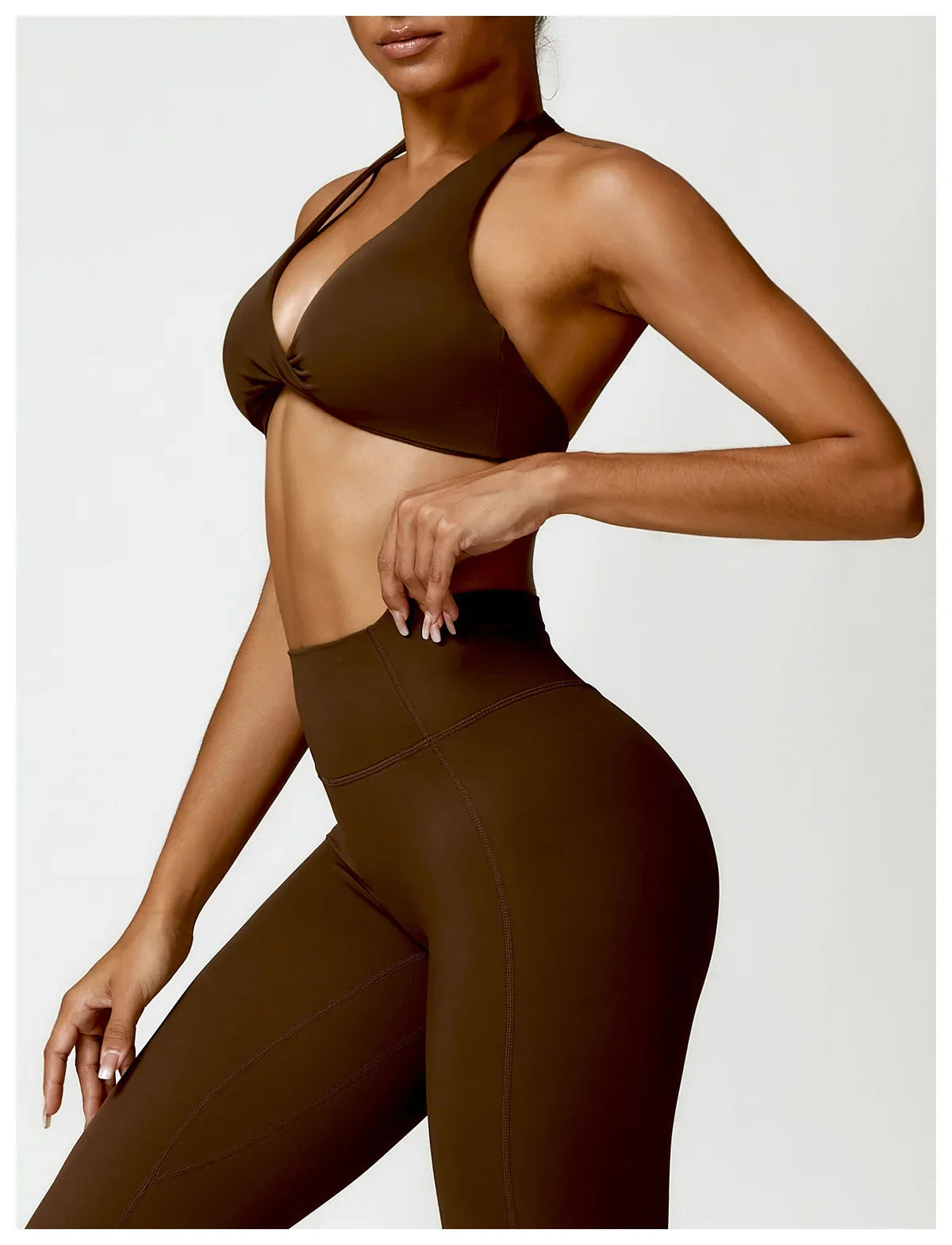 Women's Nylon Sports Bra Halter Sports Underwear Front Twist Naked Feel Sexy Yoga Gym Push Up Workout Padded Bralette Bathsuit