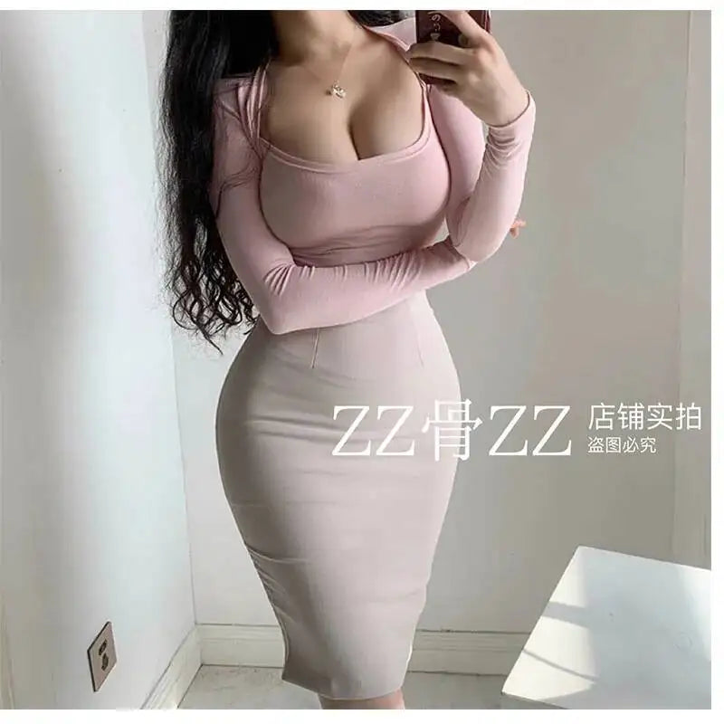 WOMENGAGA Mid Length Skirt For Elegance Apricot Slim Mini Dress Sweet Sexy Korean Women 2023 Skirts High Waist Fashion HGR0