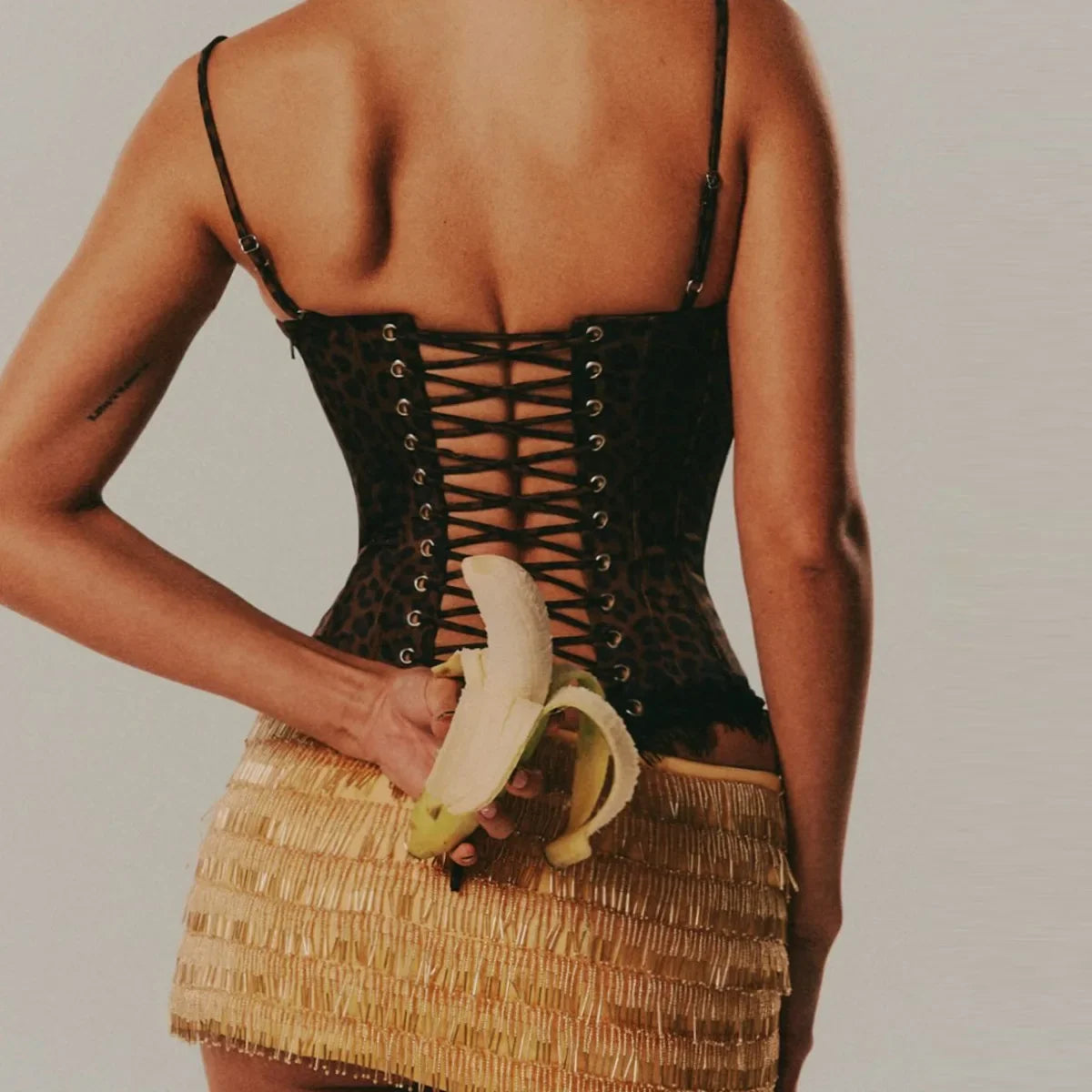 Sexy Brown Leopard Print Corset Tank Top Women Spaghetti Strap Lace Trim Underwire Slim Fishbone Bandage Cross Clut Party Vest