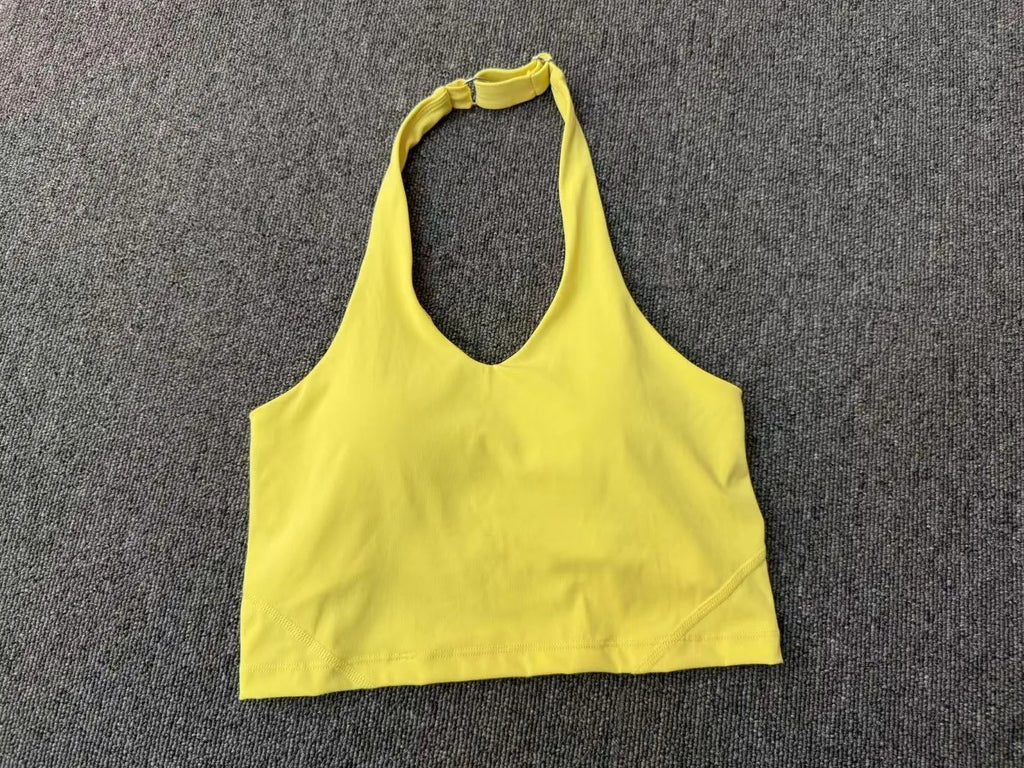 Women Fitness Sports Bra Halter Top High Support Push-up Open Back Gym Bra Shockproof Running Fitness Yoga Workout Underwear
