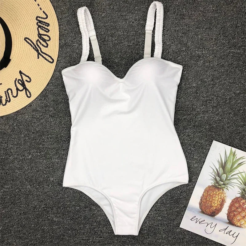 Underwired Bra Cup One Piece Swimsuit Women Swimwear Female Monokini Push Up Bather Bathing Suit Swim Beachwear Slim Bodysuit