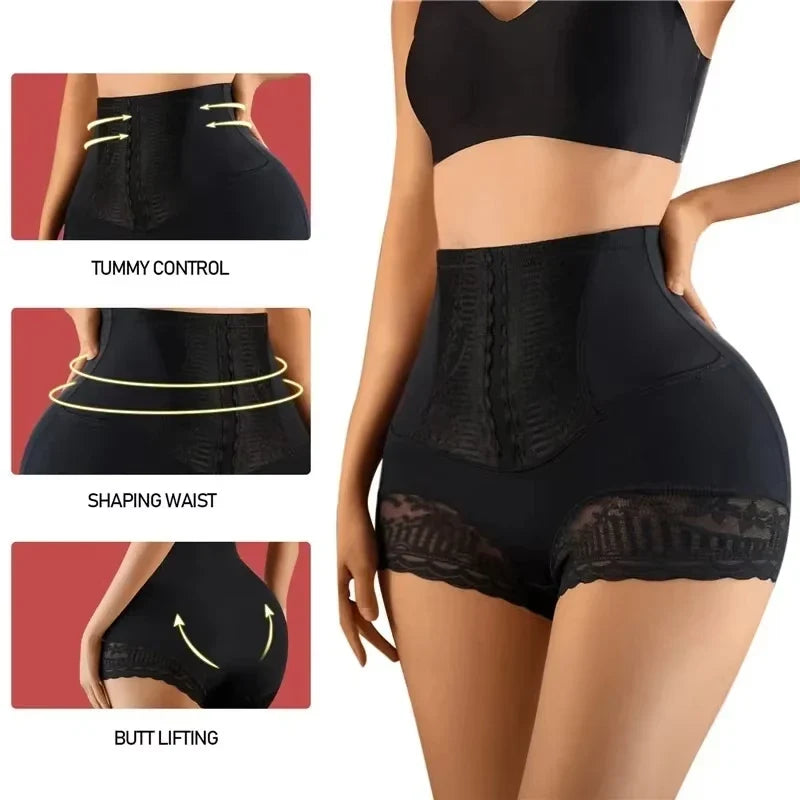 High Waist Lace Flat Belly Shorts For Women Slimming Panties Shapewear Tummy Control Underwear Female Hip Lifting Pants