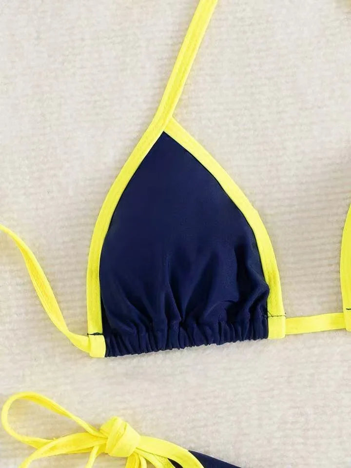 2026 Sexy Contrast Color Separates Micro Bikini Women's Swimsuit Female Swimwear Mini Thong Bikinis Set Two-piece Bathing Suit