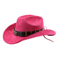 Summer Women Men Felt Cowgirl Hat with Belt Stylish Western Hat Casual Jazz Caps for Outdoor Party Club